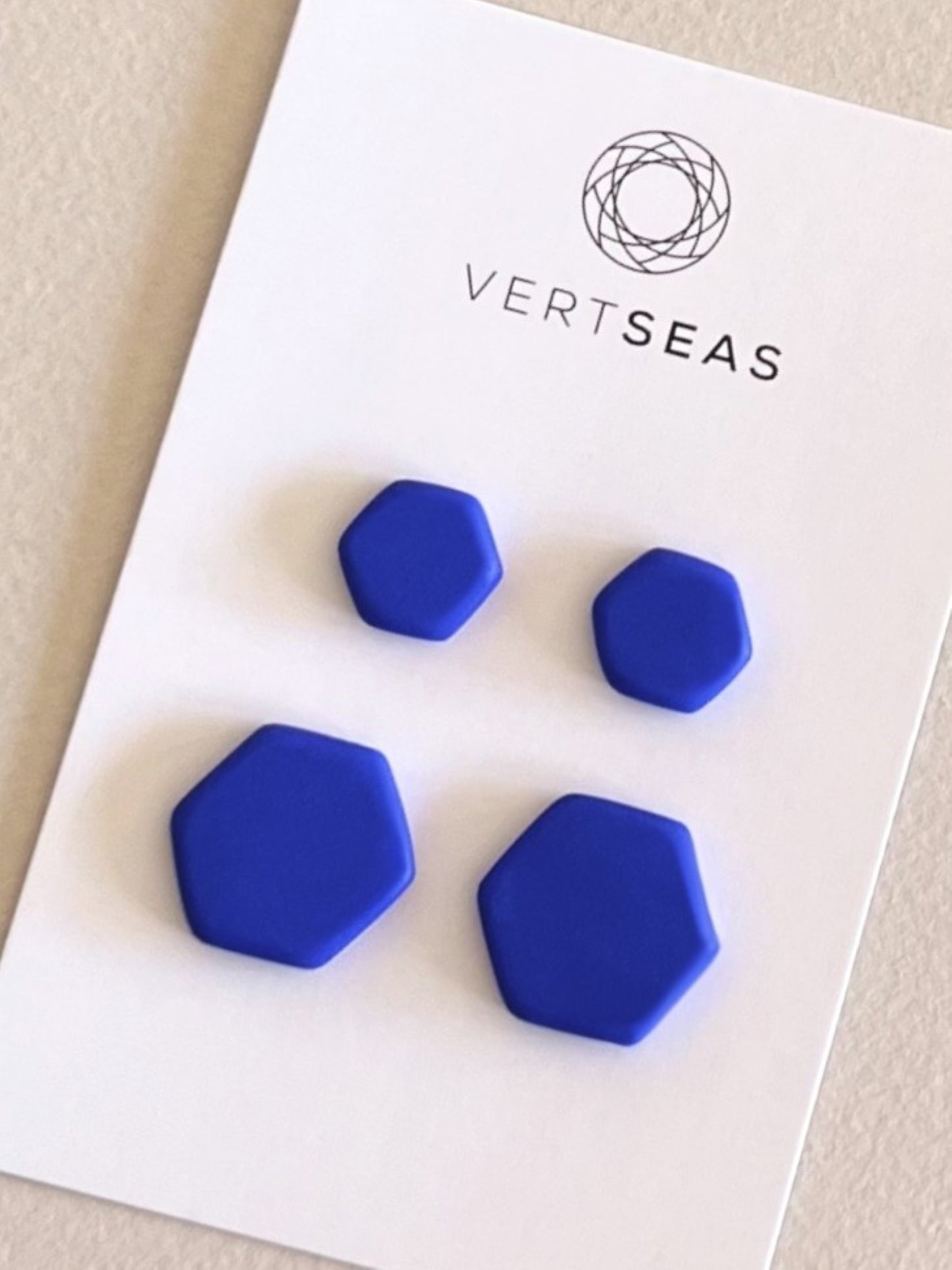 hexagon STUD earrings - ultramarine blue